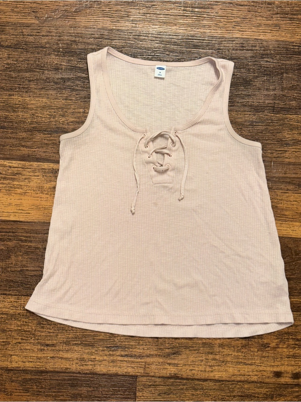 Old Navy Lace-Up Ribbed Tank Top - Light Pink